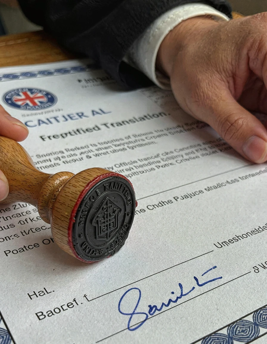 Certified translation document with official seal and signature